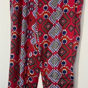 Umgee Red Geometric Print Pants
